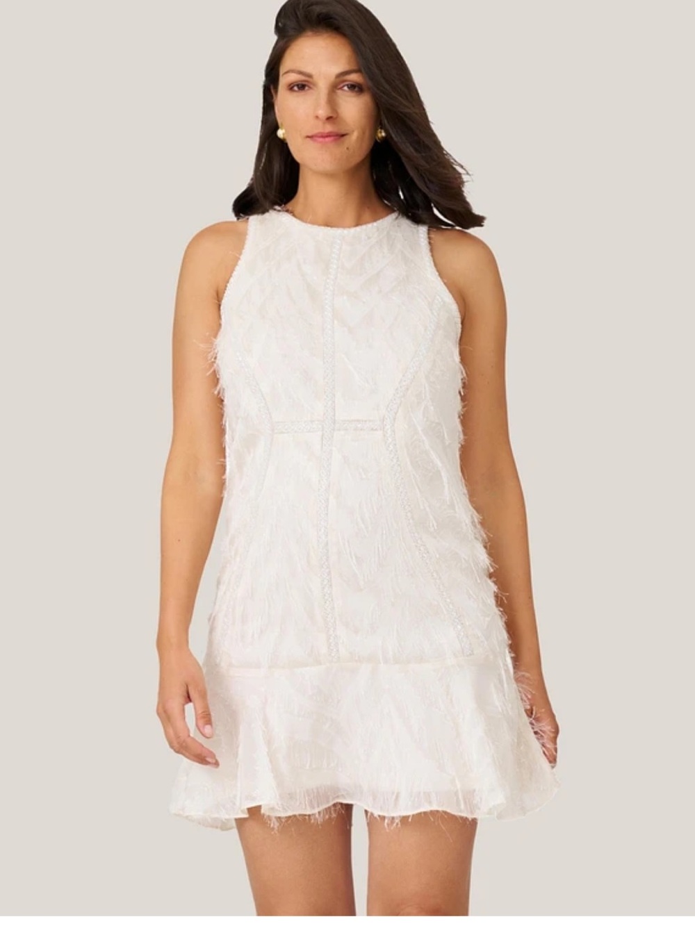 Fringe and Beaded  Mini Dress - Women Size 12